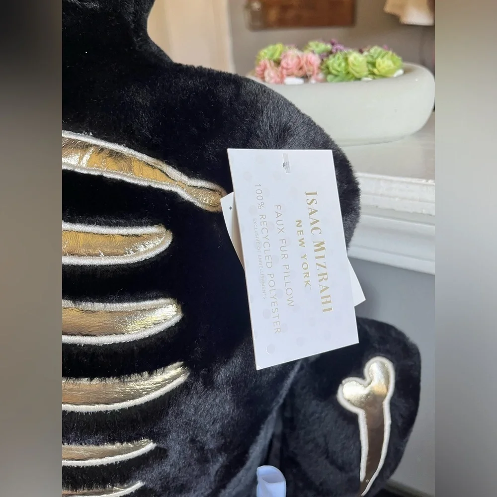 Isaac Mizrahi 5 Ft Black Gold Plush Skeleton Body Pillow Halloween NWT
